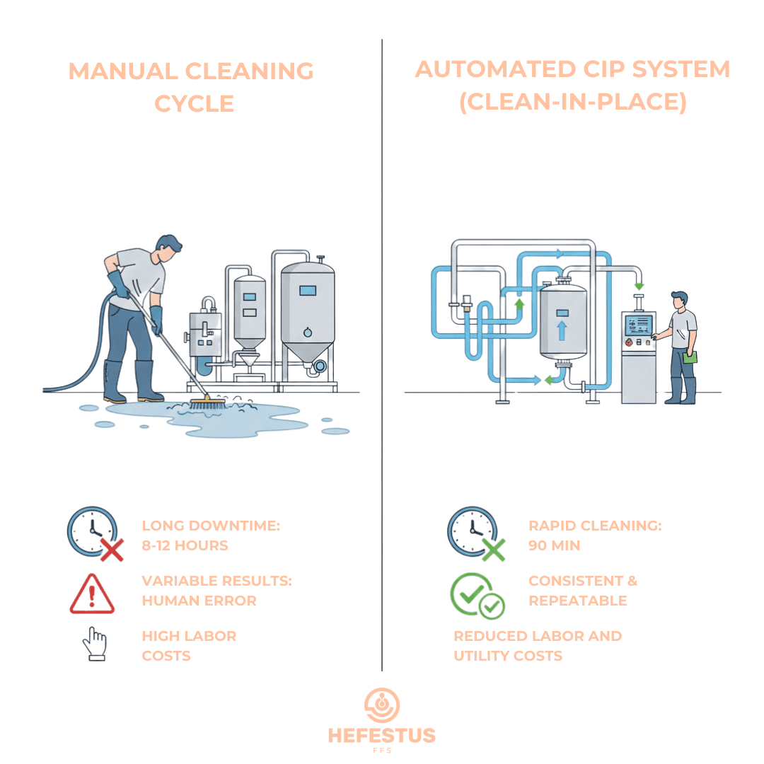 Manual Cleaning Cycle vs Automated CIP System