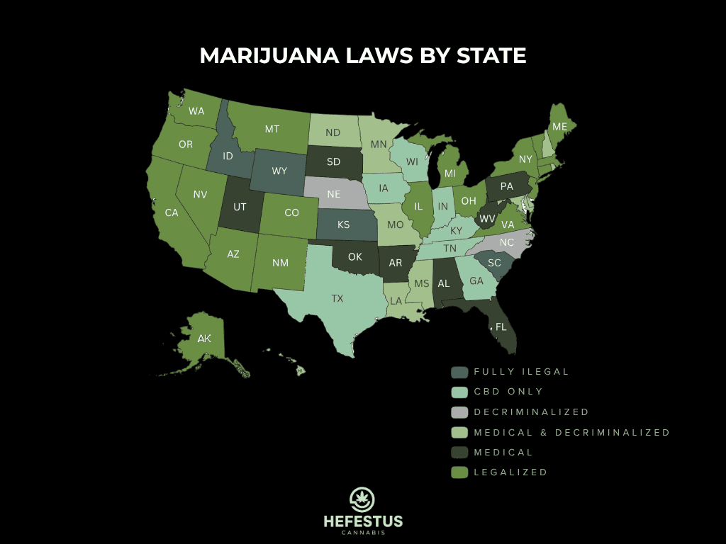 Marijuana Laws By State - Map