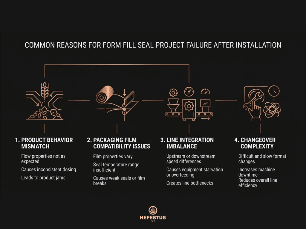 COMMON REASONS FOR FORM FILL SEAL PROJECT FAILURE AFTER INSTALLATION - INFOGRAPHIC