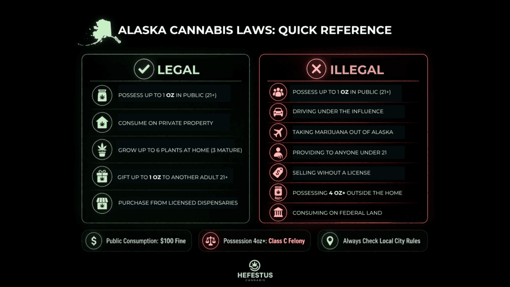 Alaska cannabis laws quick reference - Infographic